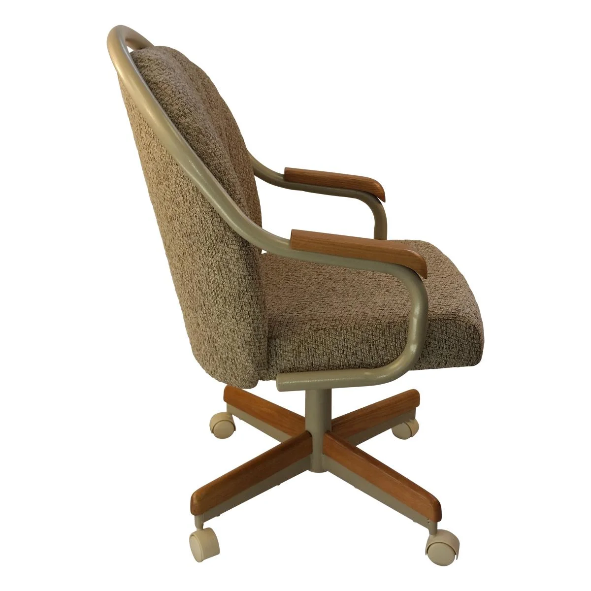 Caster Chair Company Britney Swivel Tilt Caster Arm Chair in Wheat Tweed Fabric