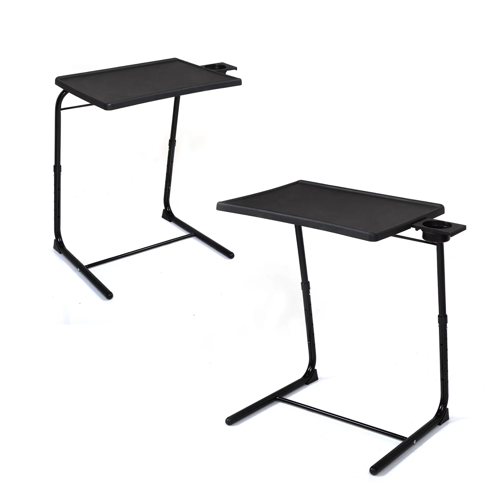 Dcenta Portable Computer Table Office Desk Set of 2, Black, Adjustable Height & Angle Furniture