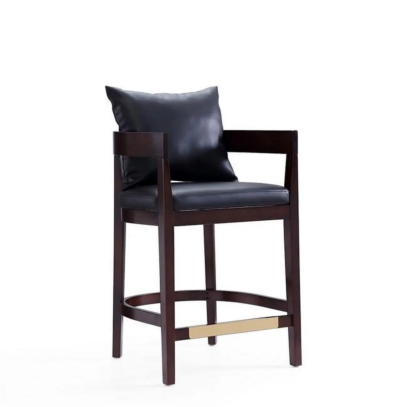 Ritz Black & Dark Walnut Beech Wood Counter Height Bar Stool, 34 x 22 x 22 in.