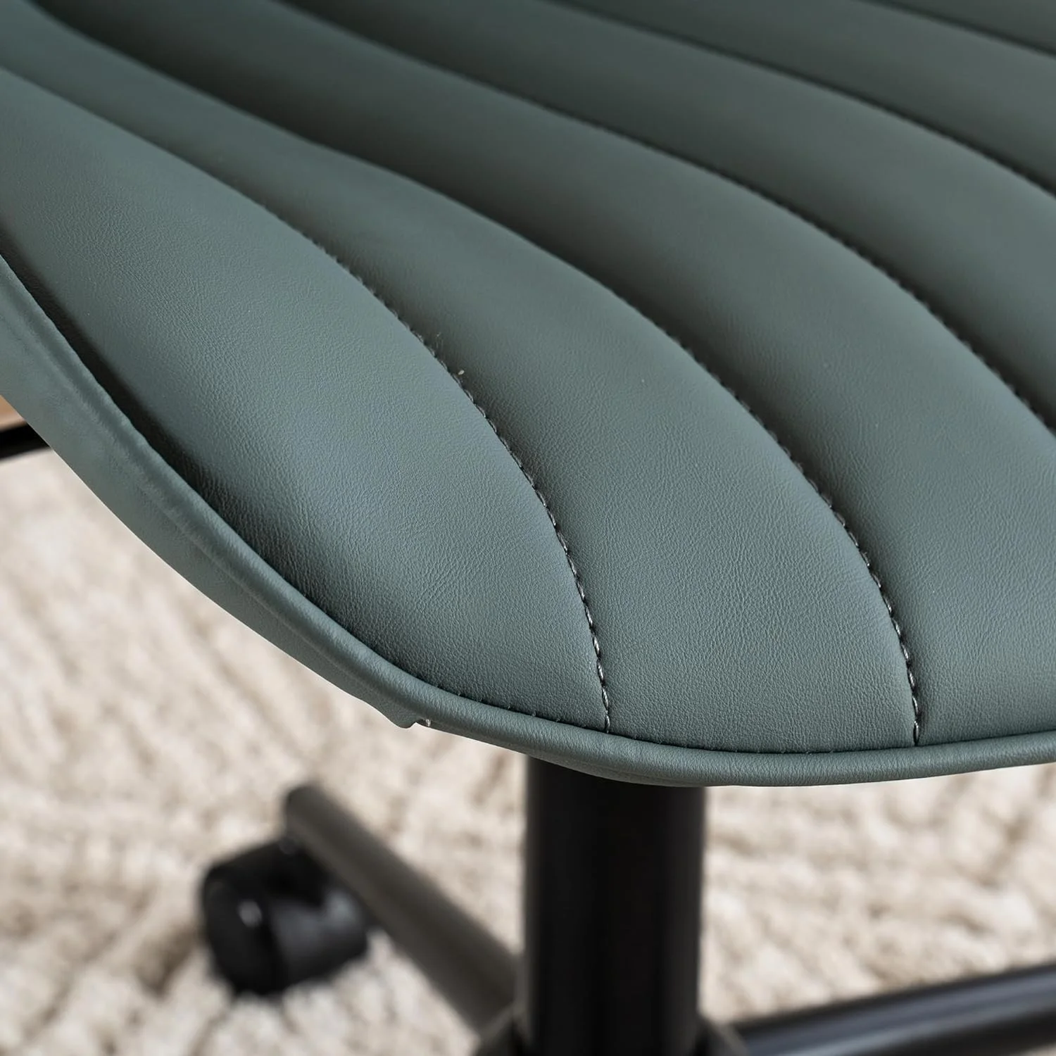 FJU Office Chair Swivel Desk Chair with Wheels Upholstered Faux Leather Height Adjustable Computer Task Chair Modern Rolling Armless Ergonomic Backrest, Pink, Loads 300 lbs