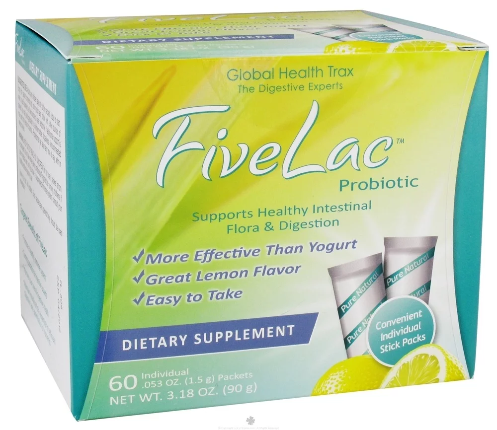 Global Health Trax (GHT) - FiveLac Probiotic Natural Lemon Flavor - 60 Packet(s)