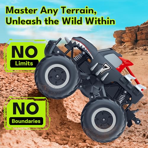 Threeking 1:16 Waterproof Monster Truck Pickup Toys RC Cars Remote Control Car Truck Toys 4WD All Terrain Off-Road Car Toy Gifts Presents 6 7 8 9 10 11 12 Year Old Kids Boys Girls Toys