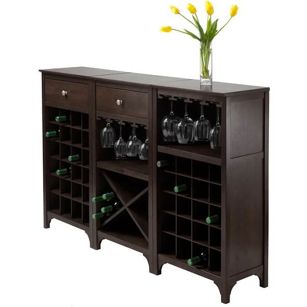 Winsome Wood Ancona Modular Wine Cabinet, X-Shelf, Dark Espresso