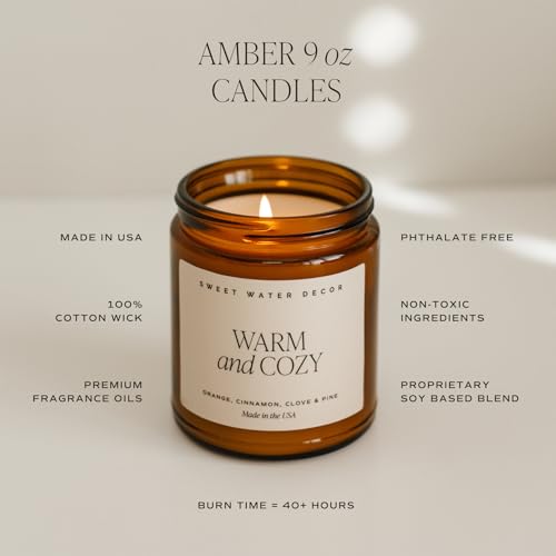 Sweet Water Decor Christmas Candle | Christmas Tree, Apple Cider, and Cinnamon, Winter Holiday Scented Soy Candles for Home | 9oz Amber Jar, 40 Hour Burn Time, Made in The USA