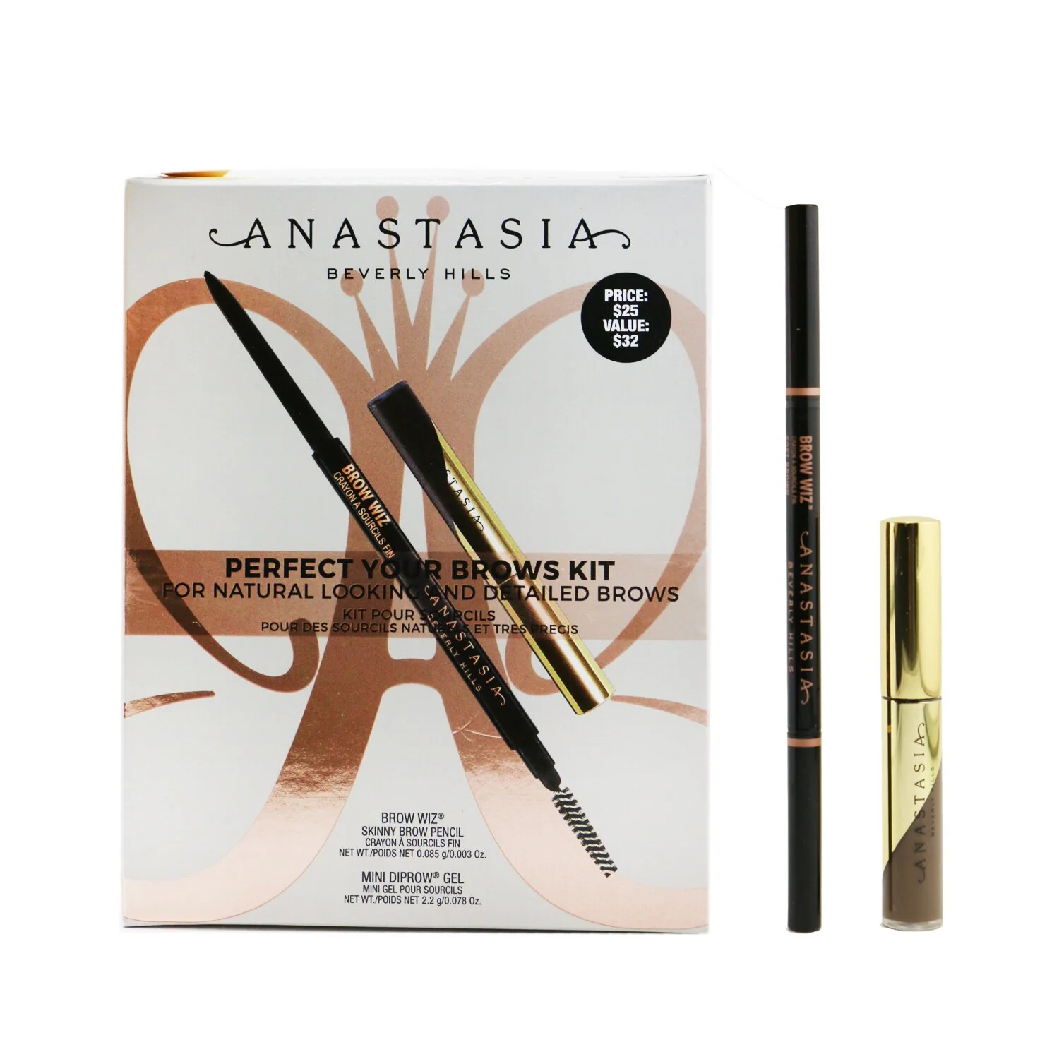 Anastasia Beverly Hills Perfect Your Brows Kit (Brow Wiz + Mini Dipbrow Gel) - # Medium Brown  2pcs