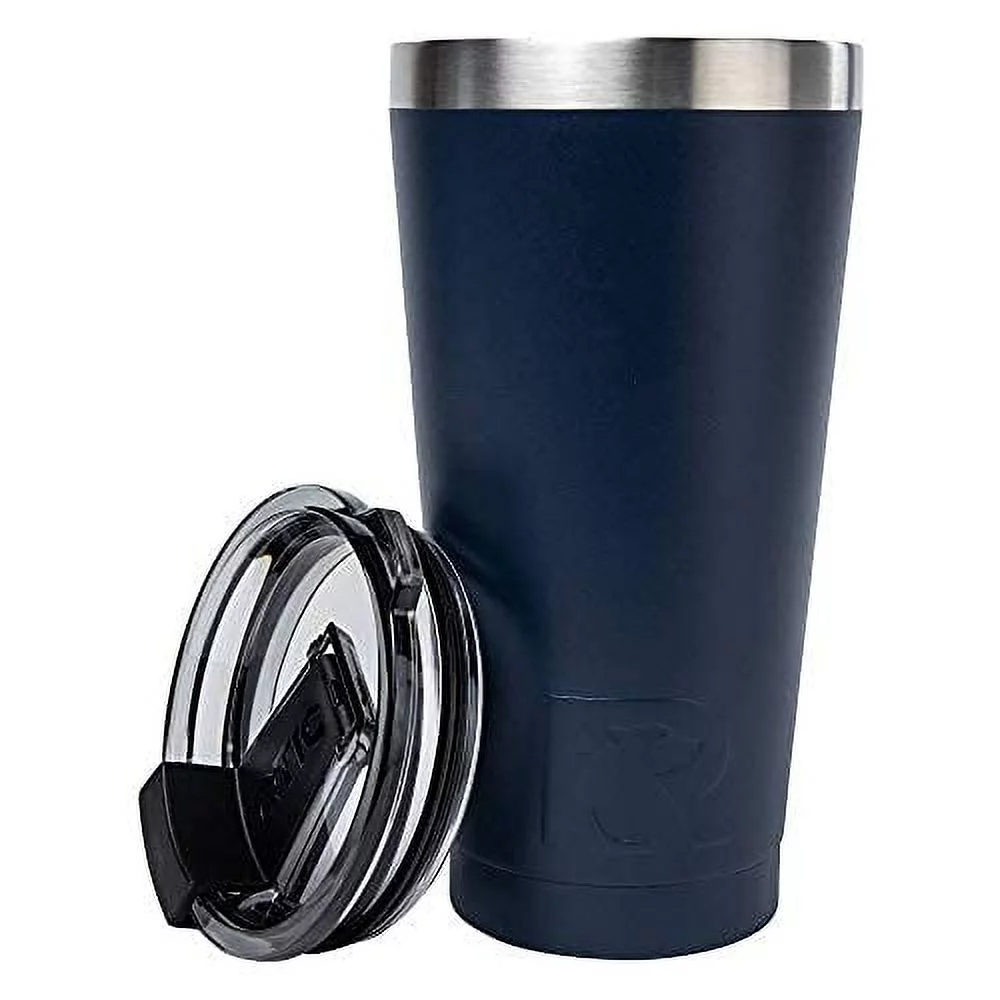 RTIC Pint 16 oz Insulated Tumbler Stainless Steel Metal Coffee, Frozen Cocktail, Drink, Tea Travel Cup with Lid, Spill Proof, Hot and Cold, Portable Thermal Mug for Car, Camping, Navy