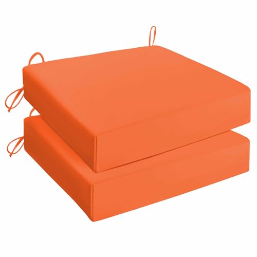 UNIKOME Outdoor Chair Cushions Pack of 4, Water Resistant Patio Cushions with Ties, High Density Sponge Filling Square Corner Seat Cushions for Outdoor Furniture, 18.5