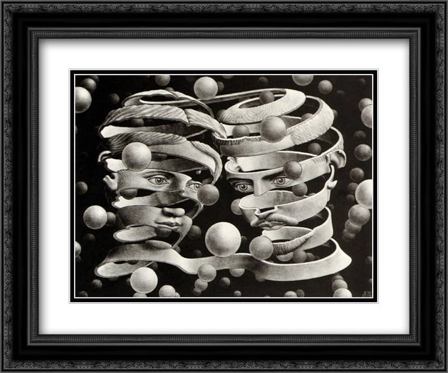M.C. Escher 2x Matted 24x20 Black Ornate Framed Art Print 'Bond of Union'