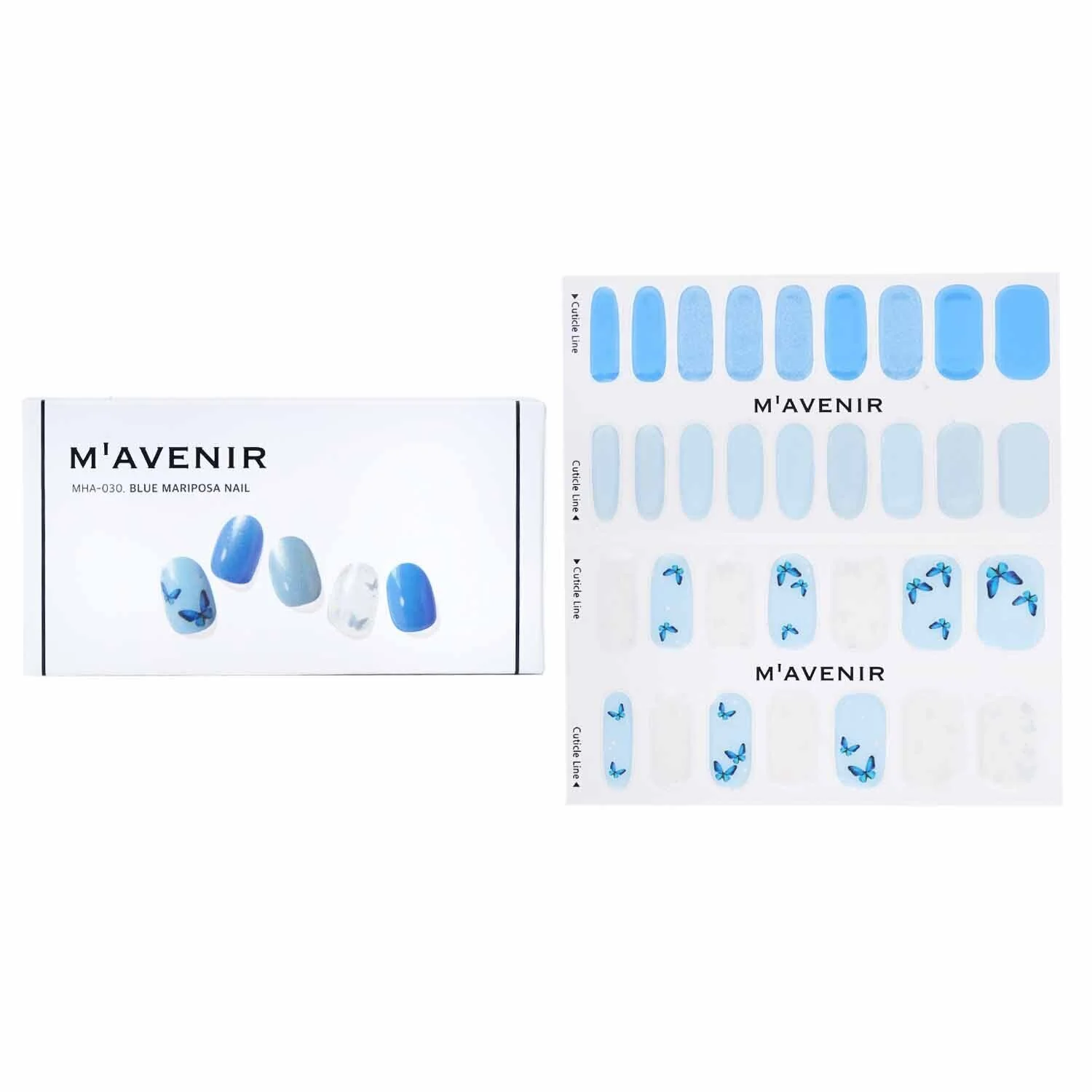 Mavenir Nail Sticker (Blue) - # Blue Leaf Nail  32pcs