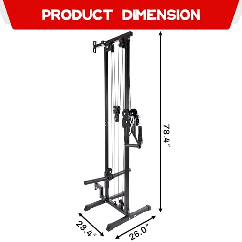 Wall Mount Cable Station with Adjustable Dual Pulley System Pull Down Fitness Station