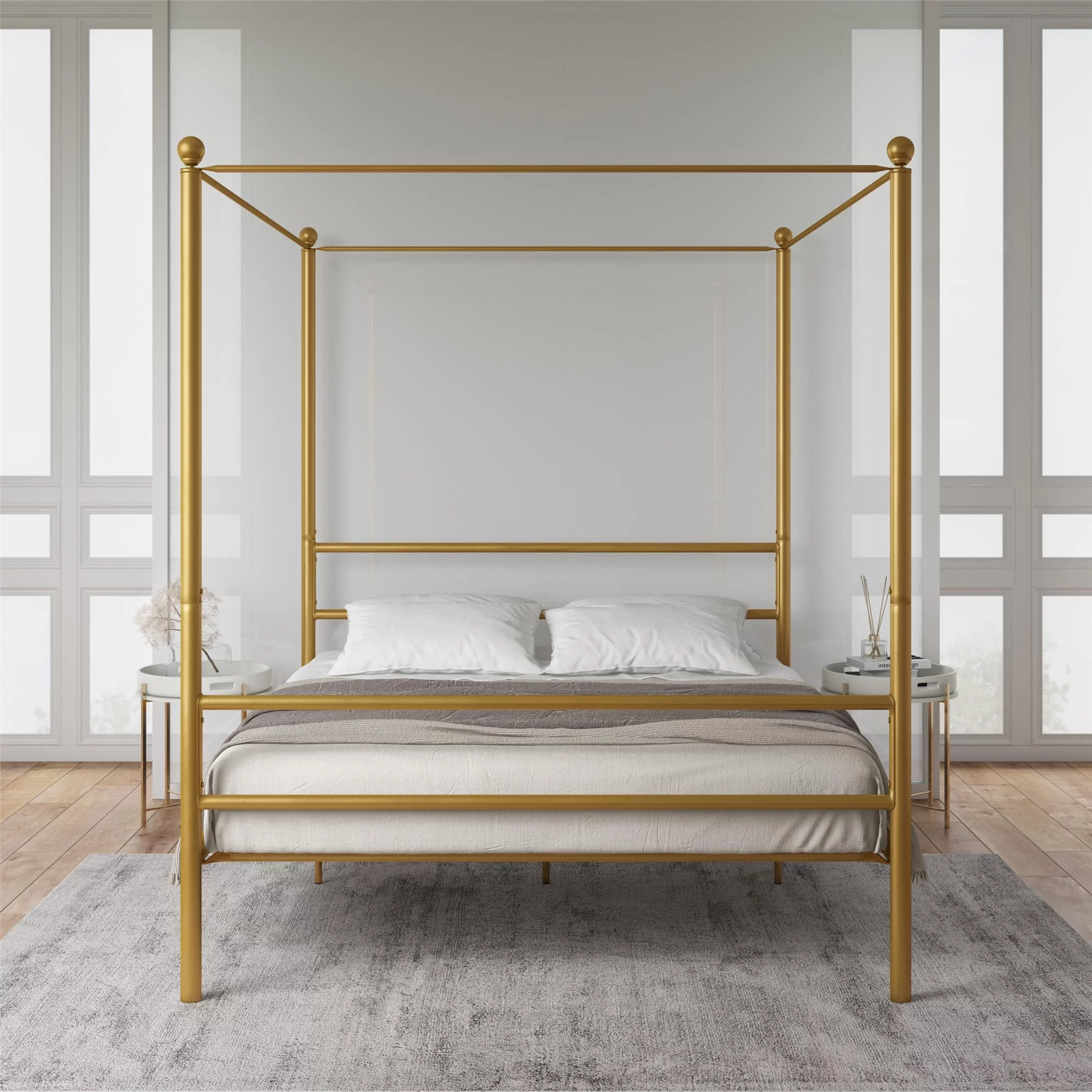 Mainstays Metal Canopy Bed, Queen, Gold Metal