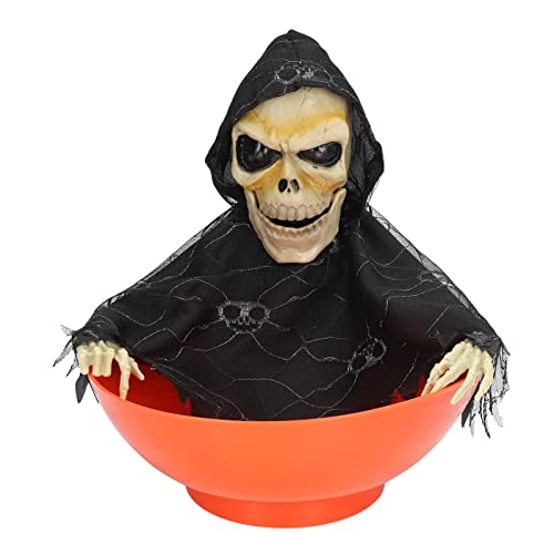 Halloween Animated Skeleton Candy Dish, Glowing Spooky Electric Skeleton Ghost Halloween Candy Bowl Plates for Theme Parties