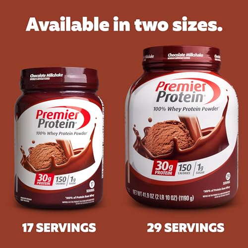 Premier Protein Powder, Vanilla Milkshake, 30g Protein, 1g Sugar, 100% Whey Protein, Keto Friendly, No Soy Ingredients, Gluten Free, 17 Servings, 23.3 Ounces
