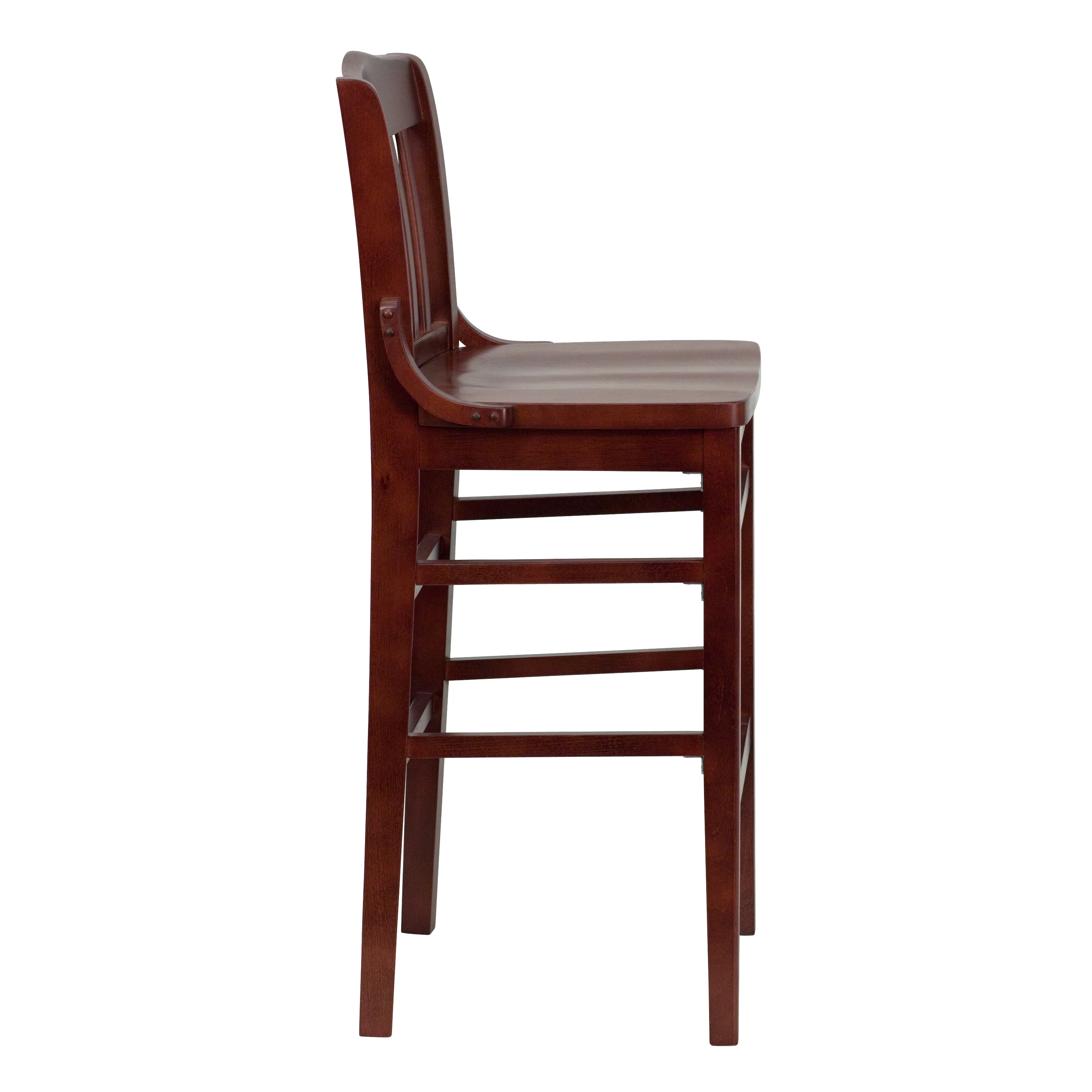 Flash Furniture HERCULES Series School House Back Mahogany Wood Restaurant Barstool