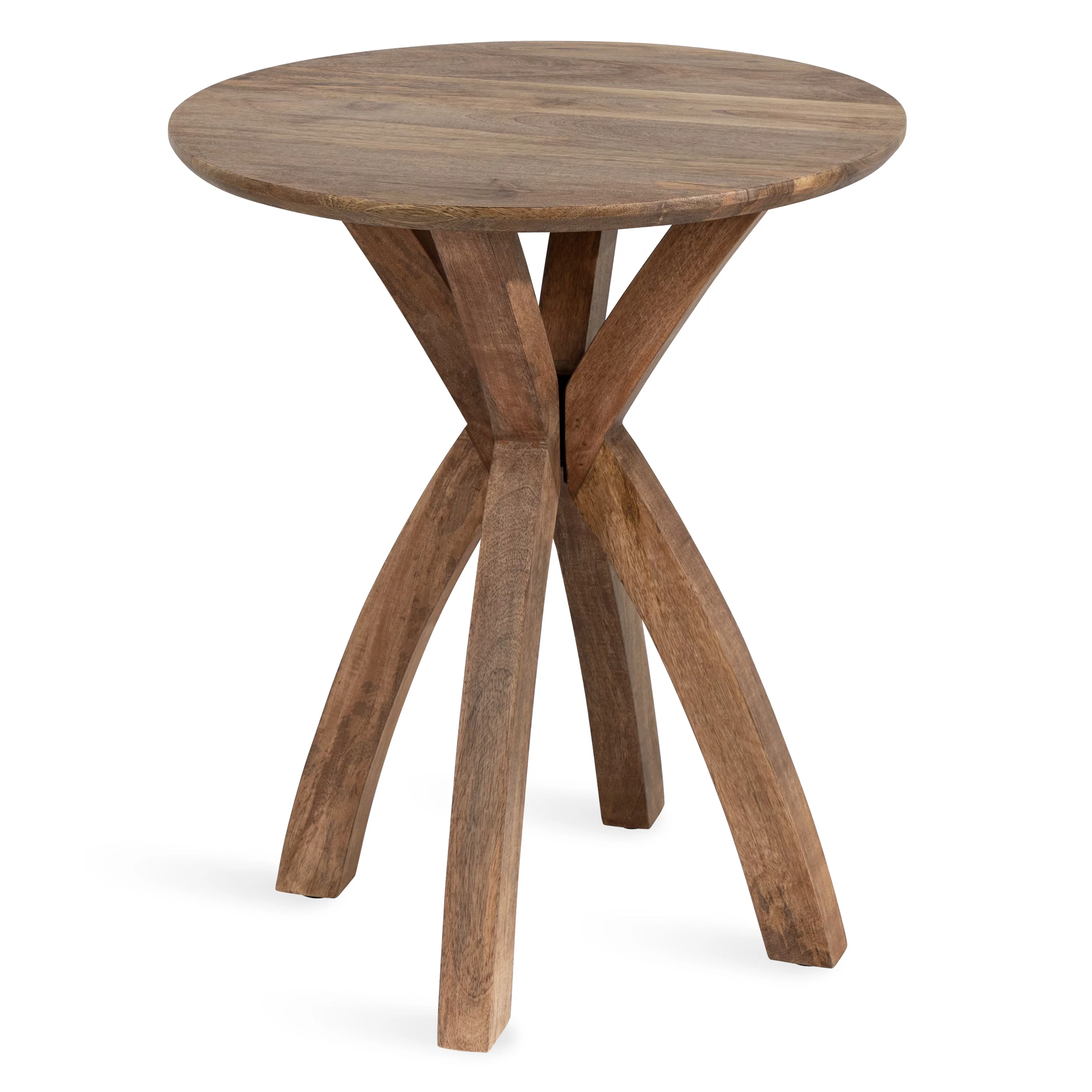 Kate and Laurel Soleyn Mid-Century Round Wood Side Table, 20 x 20 x 25, Natural, Decorative End Table with Boho Style for Use as Bedroom Nightstand or Living Room Accent