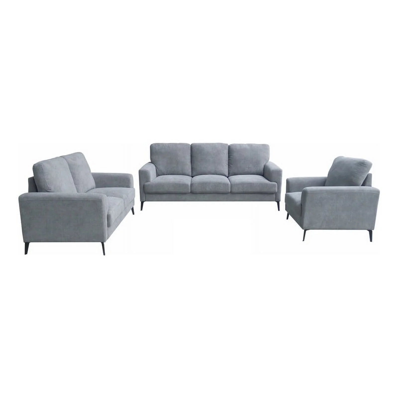 Pemberly Row Gray Chenille Sofa Loveseat Chair Living Room Set