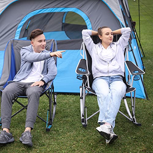 FUNDANGO Camping Rocking Chairs for Adults, Portable Rocking Chair Outdoor Folding for Beach, Outdoor, Travel, Picnic, Patio (BlackGery)