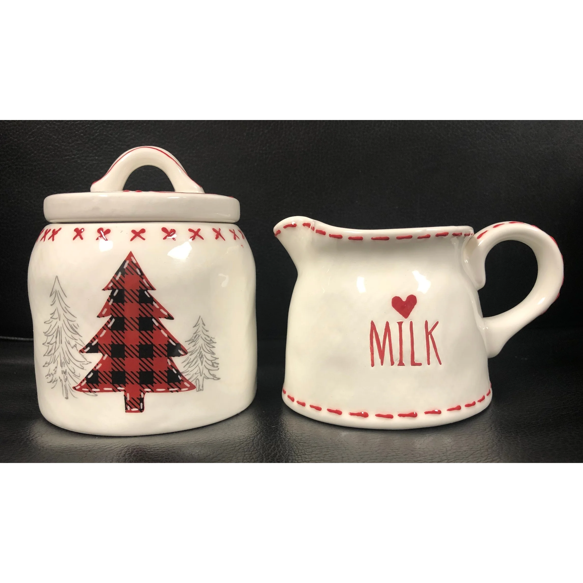 Red Vanilla Holiday Cheer Cream and Sugar Set