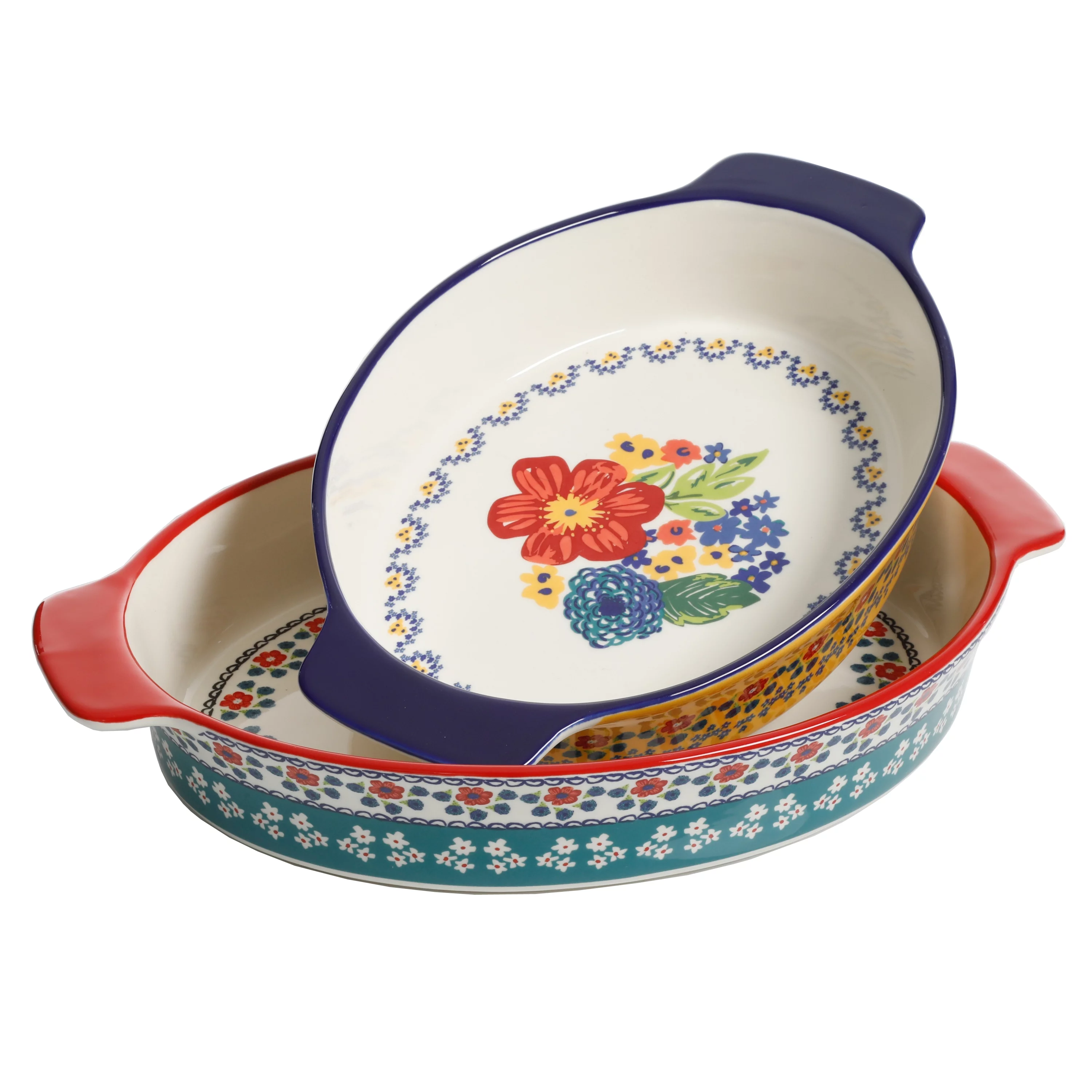 The Pioneer Woman Fiona Floral 2-Piece Ceramic Oval Bakeing Dish