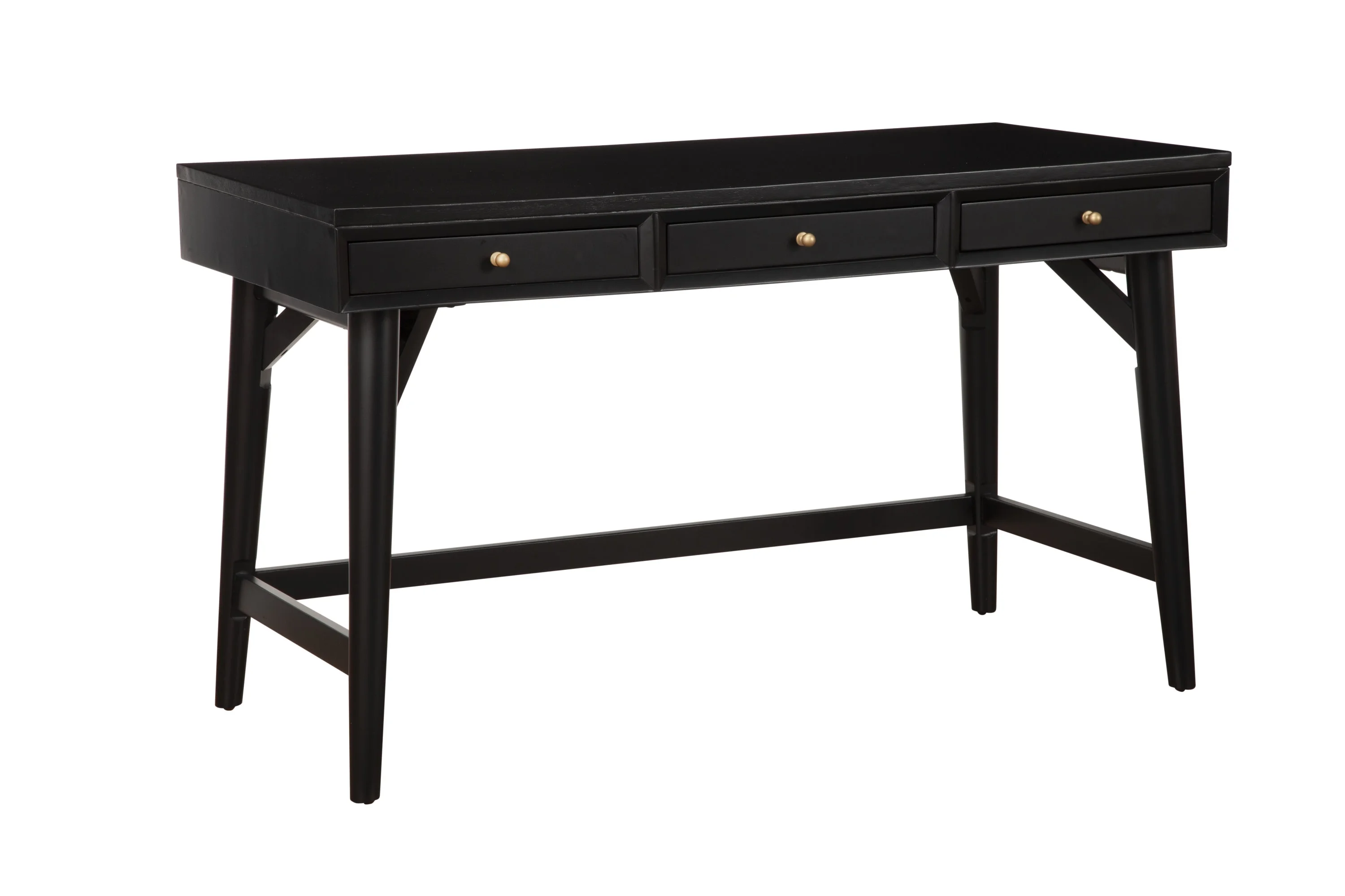 Alpine Furniture Flynn Large Wood 3 Drawer Desk in Black
