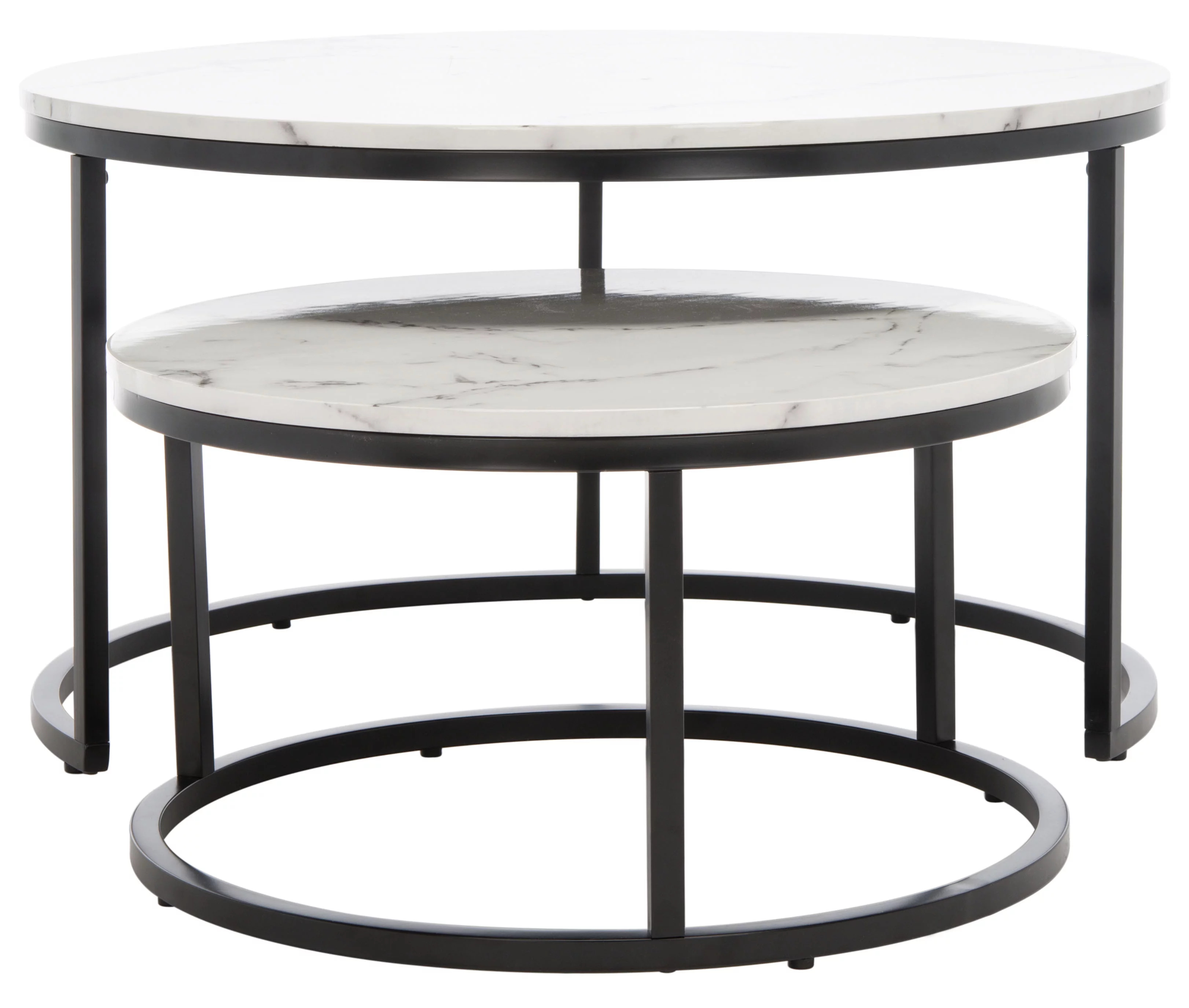 SAFAVIEH Peppino 2 Round Nesting Coffee Table, White/Black
