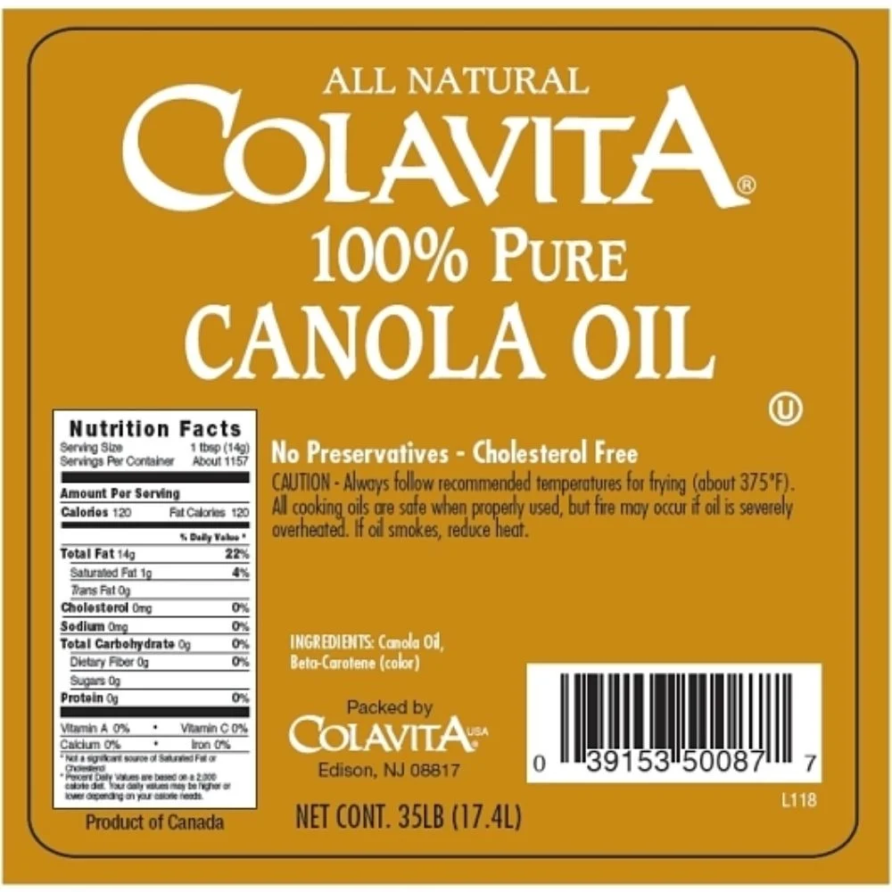 Colavita 100% Pure Canola Oil, 35 Pounds