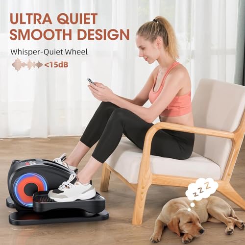 Under Desk Elliptical, Electric Seated Pedal Exerciser, Quiet & Compact Mini Ellipse Leg Exerciser with Display Monitor, Remote Control and 12 Adjustable Speeds, Elliptical Machine for Home