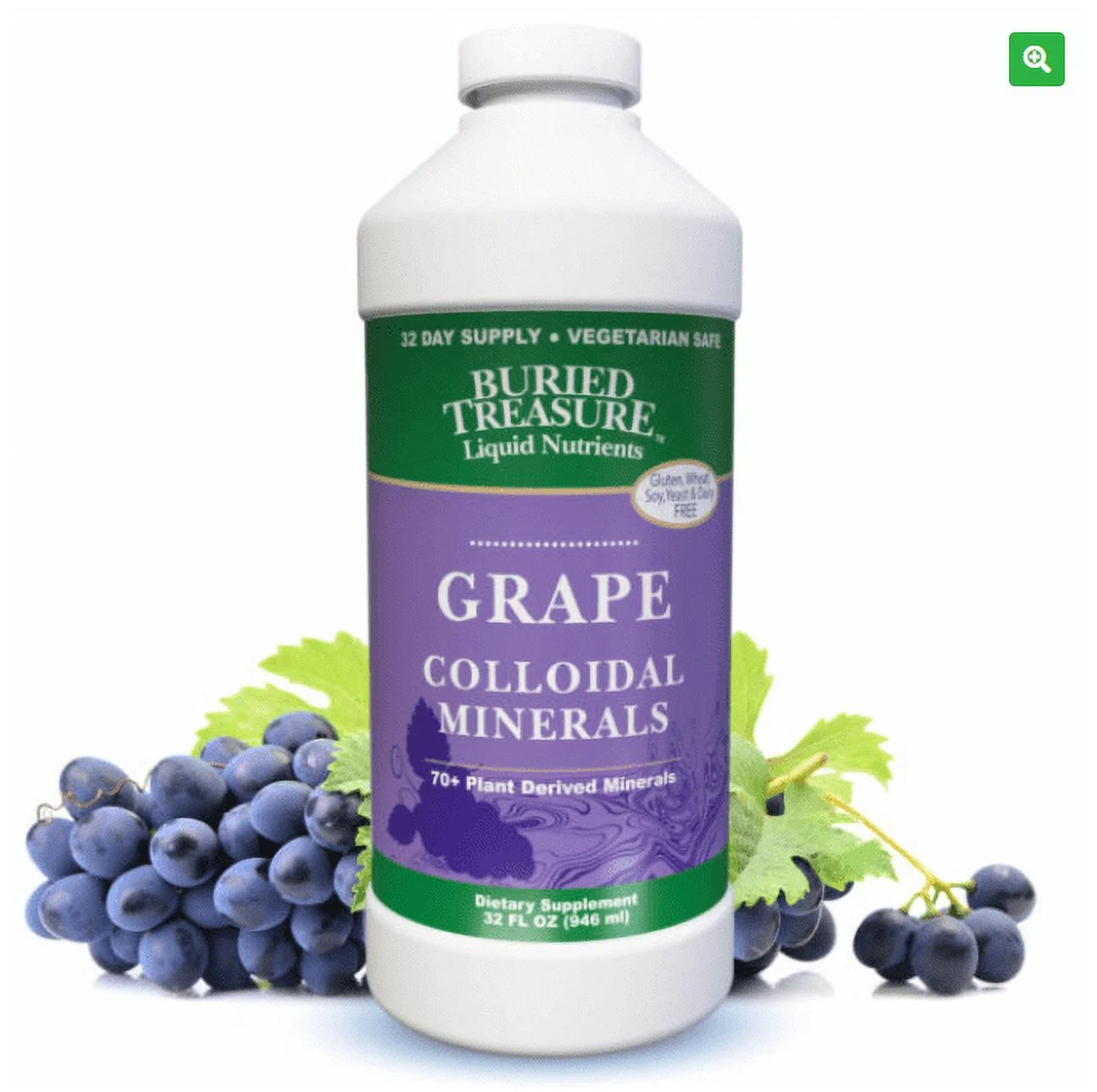 (Pack 1) Buried Treasure, Liquid Nutrients, Colloidal Minerals, Grape, 32 fl oz (946 ml)