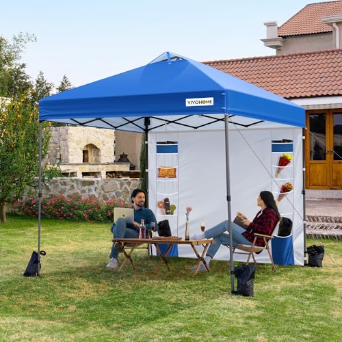 VIVOHOME 10x10ft Pop Up Canopy Tent One Push Setup Outdoor Portable Shelter Tent Heavy Duty with Wheel Carry Bag and 4 Sandbags, White