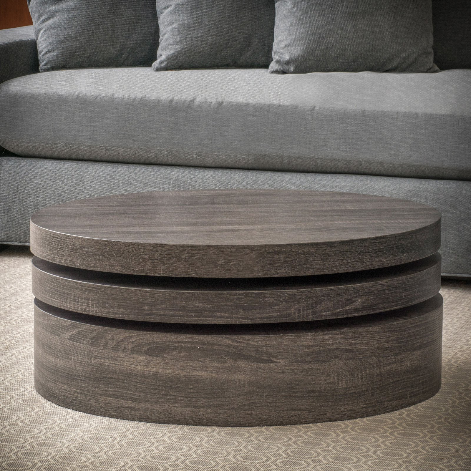 Lenox Oval Mod Rotating Wood Coffee Table
