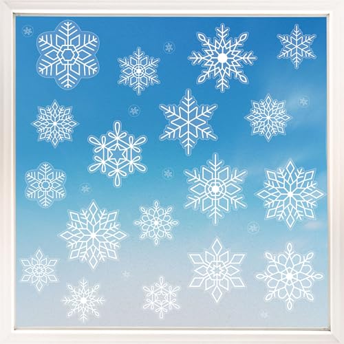 Big Dot of Happiness Snowflakes Window Clings, Reusable Winter Holiday Party Window Sticker Decorations, White Snowflake Decals, Christmas Static Clings