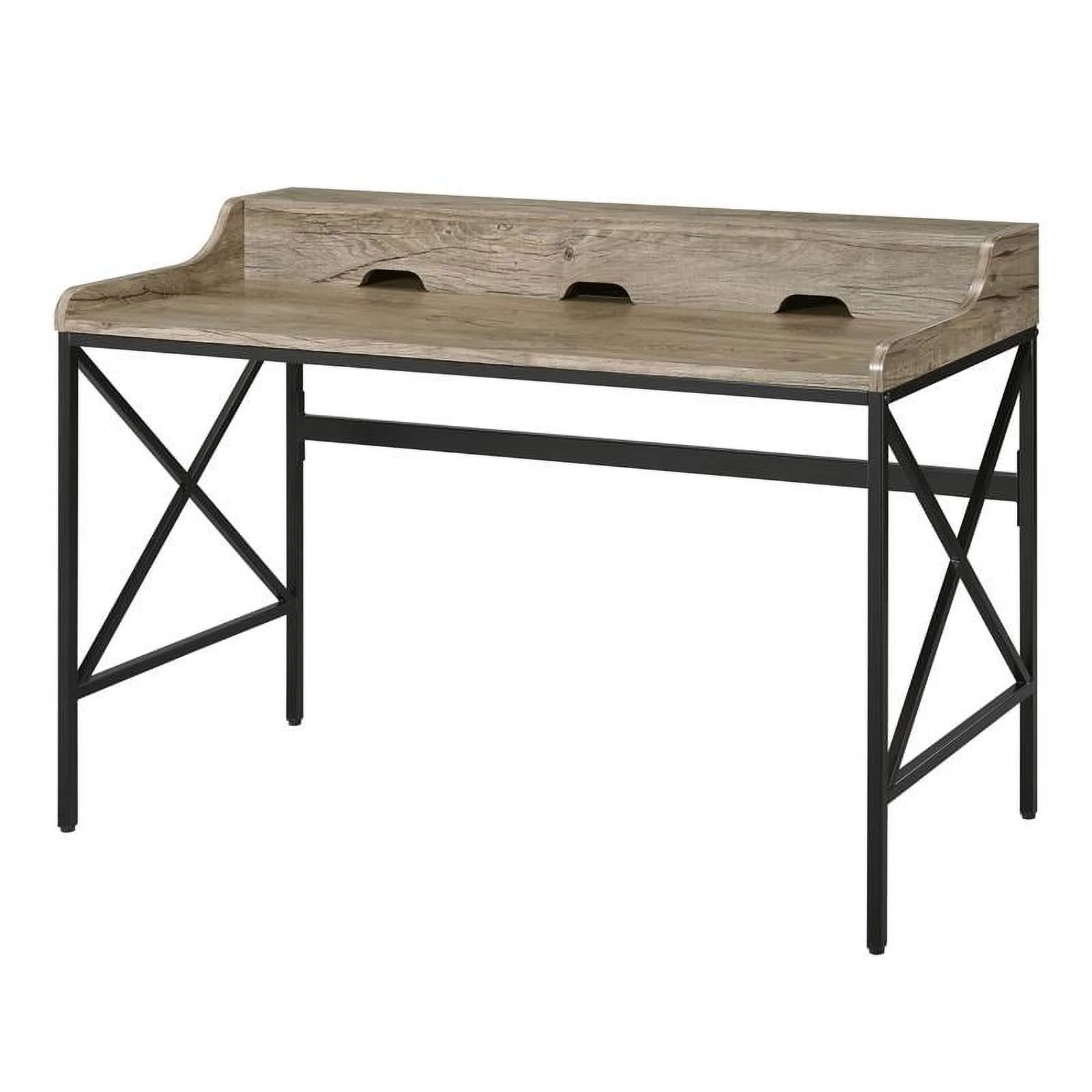 UrbanPro Wood and Black Metal Desk with USB Port in Gray Finish