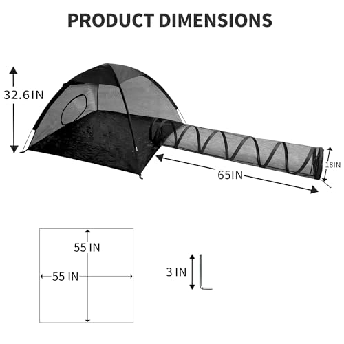 Rest-Eazzzy Cat Tent Outdoor, Pet Enclosure Tent Suitable for Cats and Small Animals, Indoor Playpen Portable Exercise Tent with Carry Bag(Pet Tent& Tunnel) M