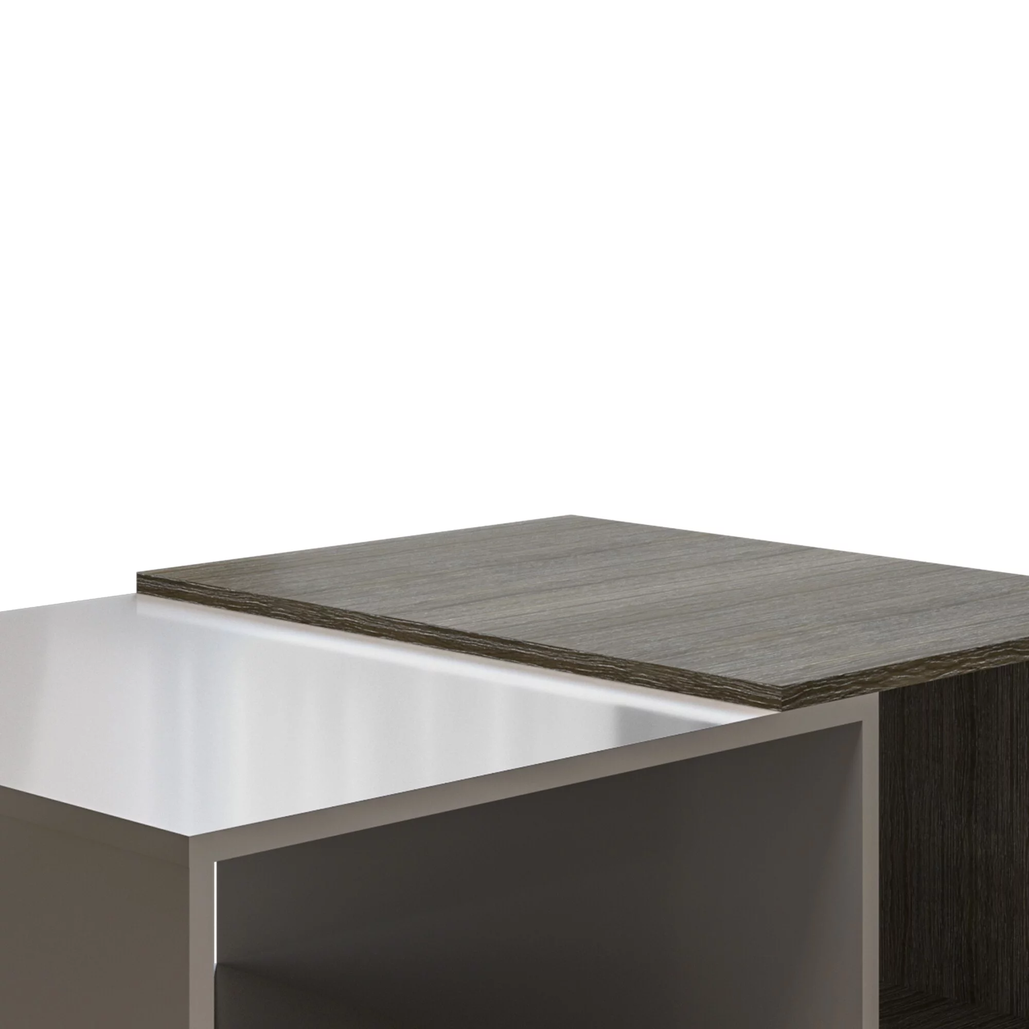 35 Inch Wooden Coffee Table with Open Compartments, Gray and Brown