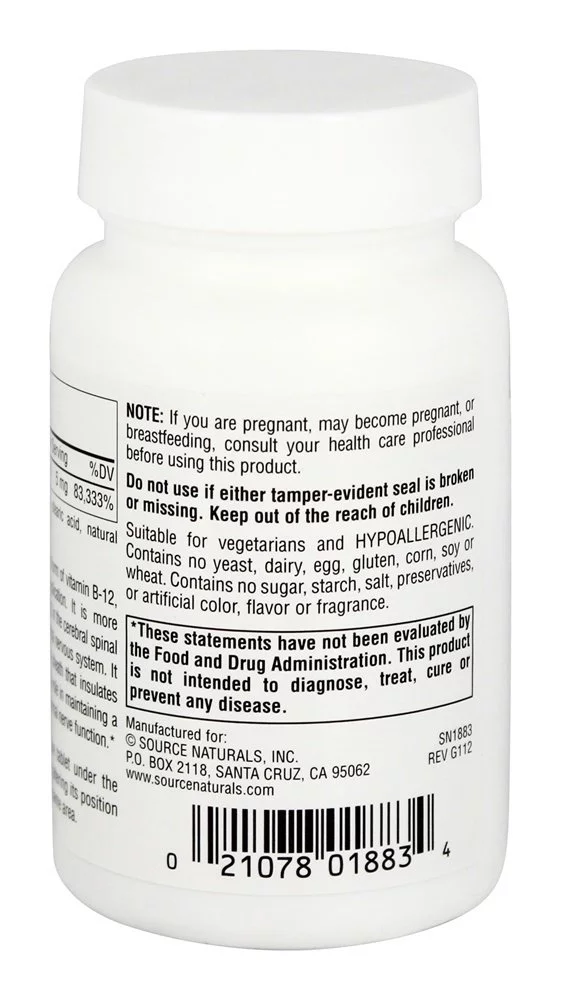 Source Naturals MethylCobalamin Vitamin B-12 Subl Cherry 5mg, 120tab