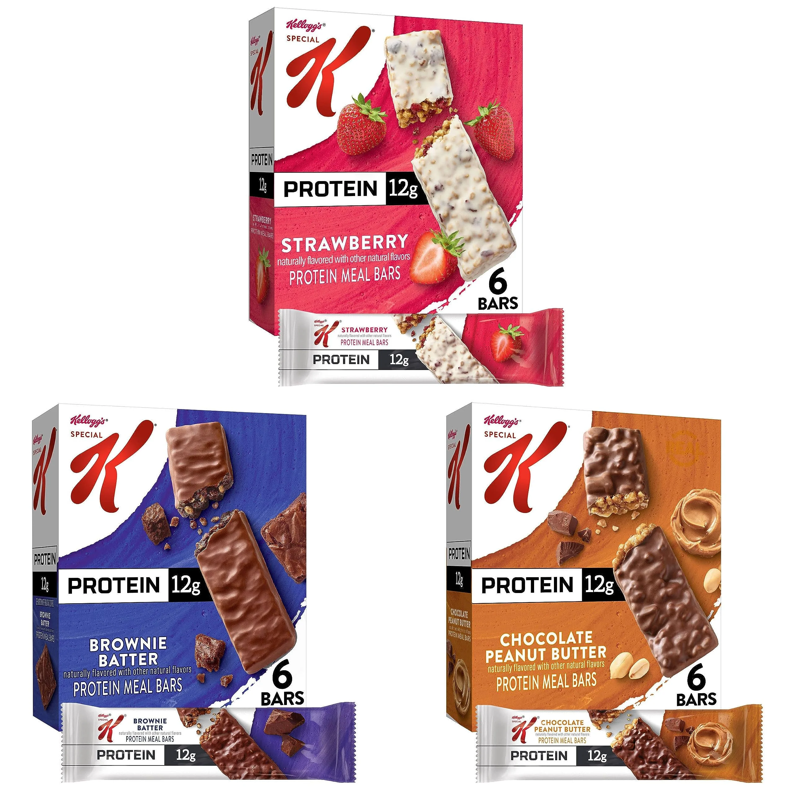Kellogg,S Special K Protein Meal Bars, Meal Replacement, Bulk Protein Snacks, Variety Pack (3 Boxes, 18 Bars)