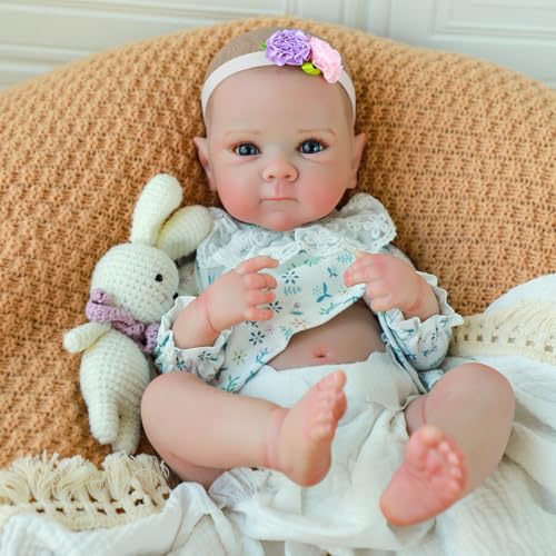 WOOROY Realistic Reborn Baby Dolls - 18 Inch Lifelike Newborn Baby Dolls Girl Real Life Soft Body Baby Doll Gift Toy with Feeding Accessories for Kids Age 3+
