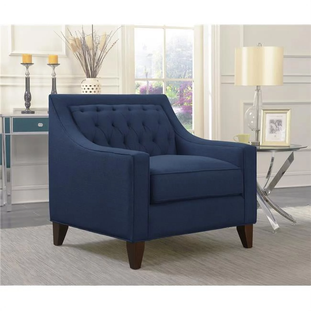 Chic Home  Chic Home Fulla Linen Tufted Back Rest Modern Contemporary Club Chair - Navy