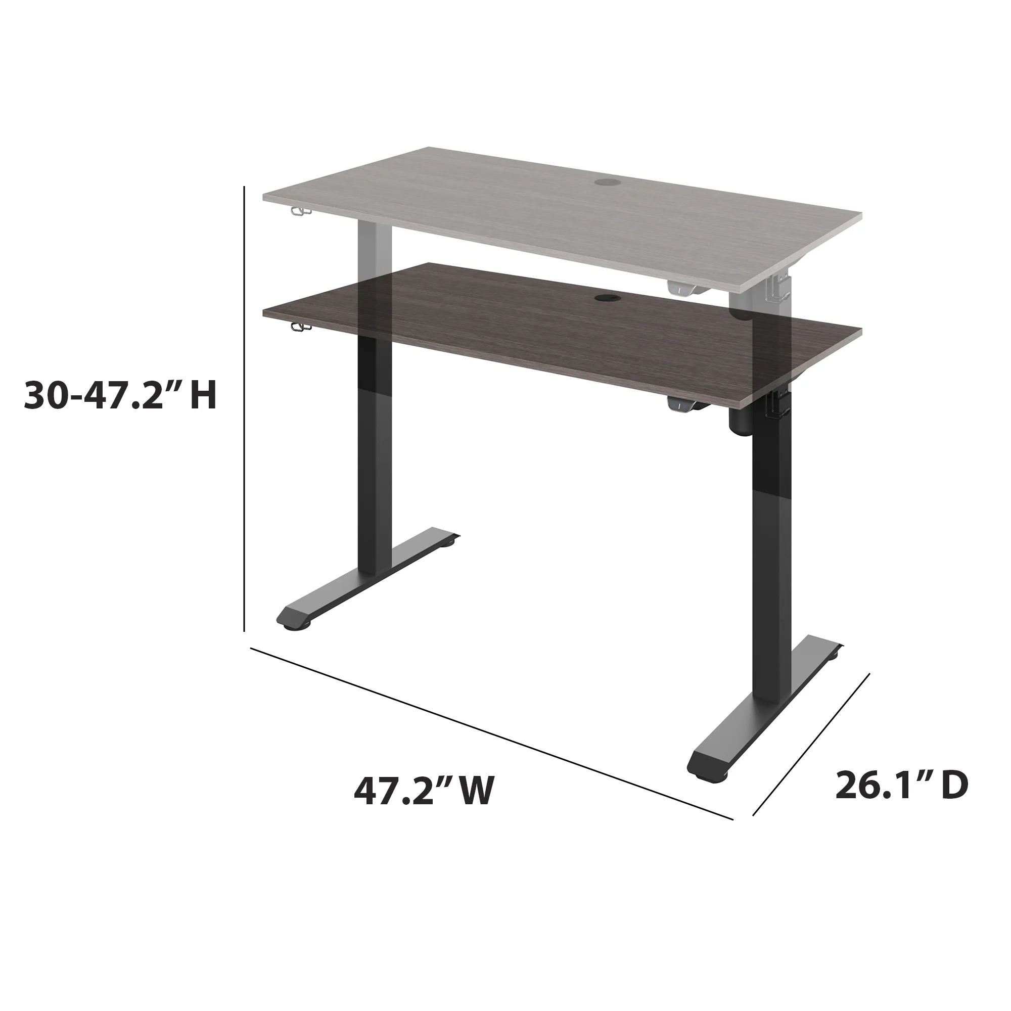 Twin Star Home Adjustable Height Desk - Ash Gray Oak