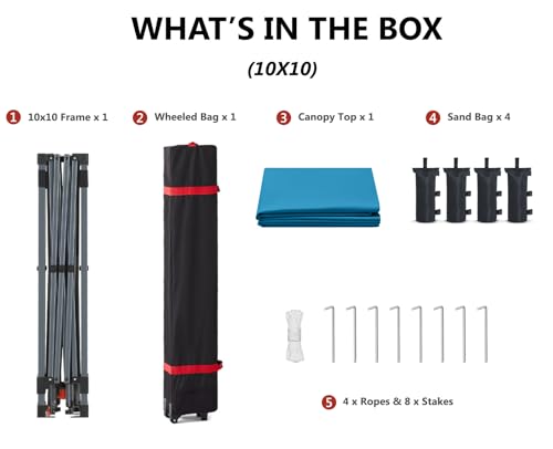 ABCCANOPY Pop Up Canopy - Outdoor Patio Portable Canopy Tent Heavy Duty for Backyard and Deck with 4 Sandbags(White, 10x10)