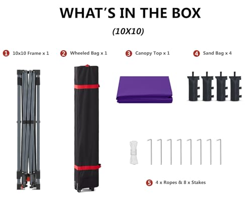 ABCCANOPY Pop Up Canopy - Outdoor Patio Portable Canopy Tent Heavy Duty for Backyard and Deck with 4 Sandbags(White, 10x10)