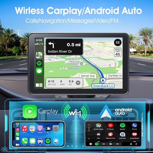Portable Wireless Carplay Car Stereo, 7