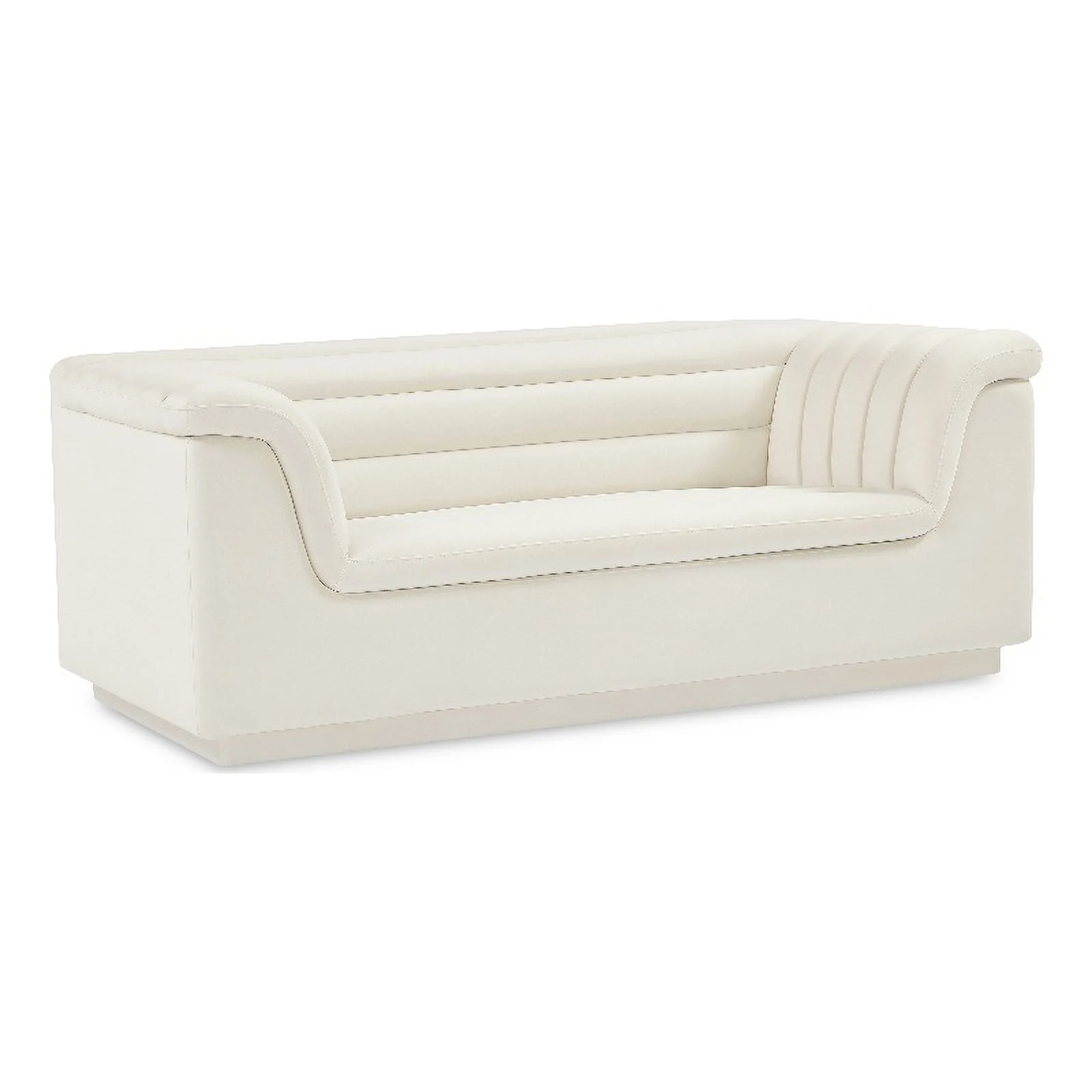 Meridian Furniture Cascade Cream Velvet Fabric Loveseat