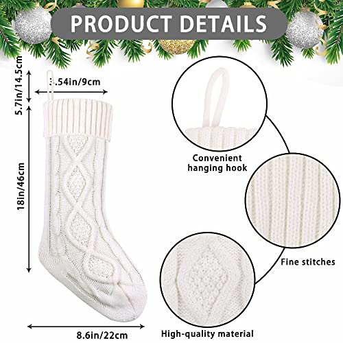 XIMISHOP 6PACK Christmas Stockings,18Inches Large Cable Knitted Stocking Personalized Xmas Hanging Stocking Decorations with Name Tags for Holiday Christmas Party Family Decor (Red White Green)