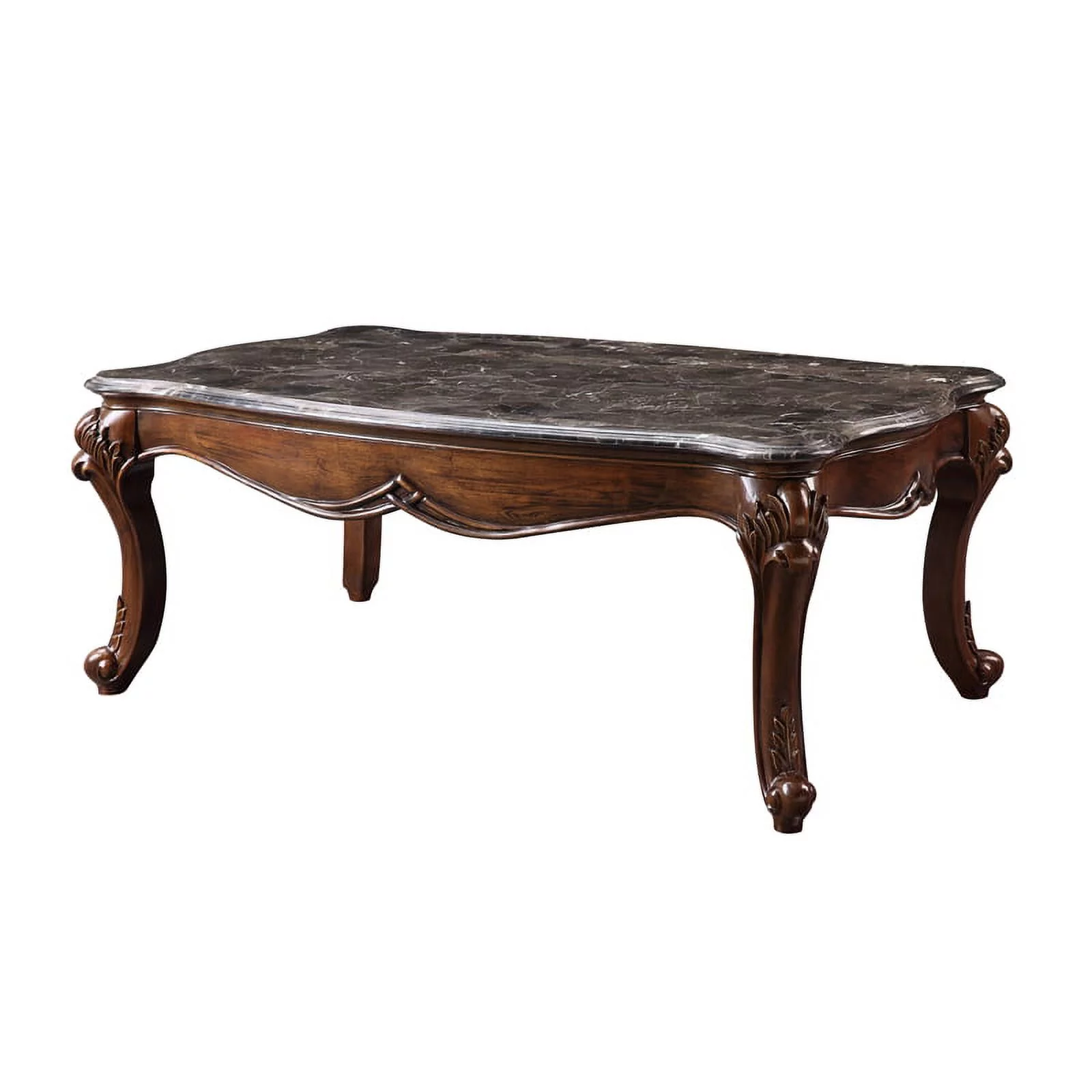 Bowery Hill Contemporary Coffee Table in Marble and Cherry
