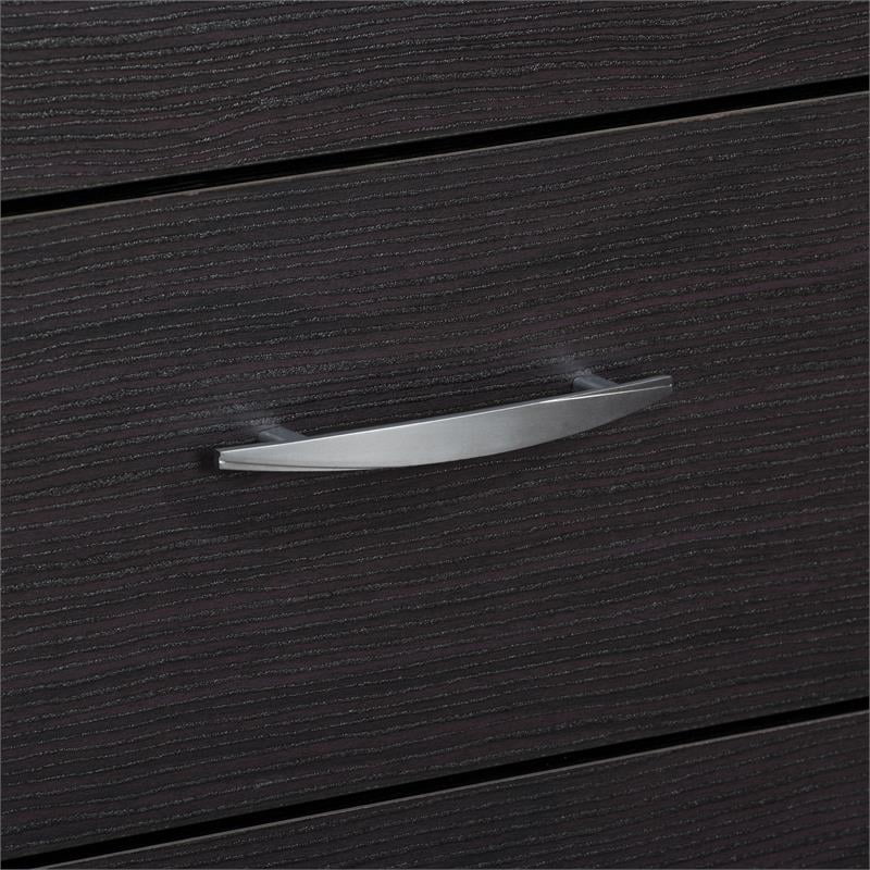 Bowery Hill 5-Drawer Mid-Century Engineered Wood Dresser in Black Oak