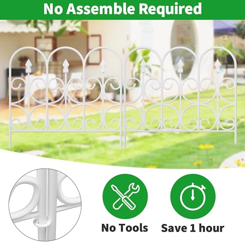 AMAGABELI GARDEN & HOME 8 Panels 32in(H)×10ft(L) Decorative Garden Fences and Borders for Dogs Pre-Linking Panels No Dig Garden Edging Border Fence for Animal Barrier Fencing for Flower Bed Yard Patio
