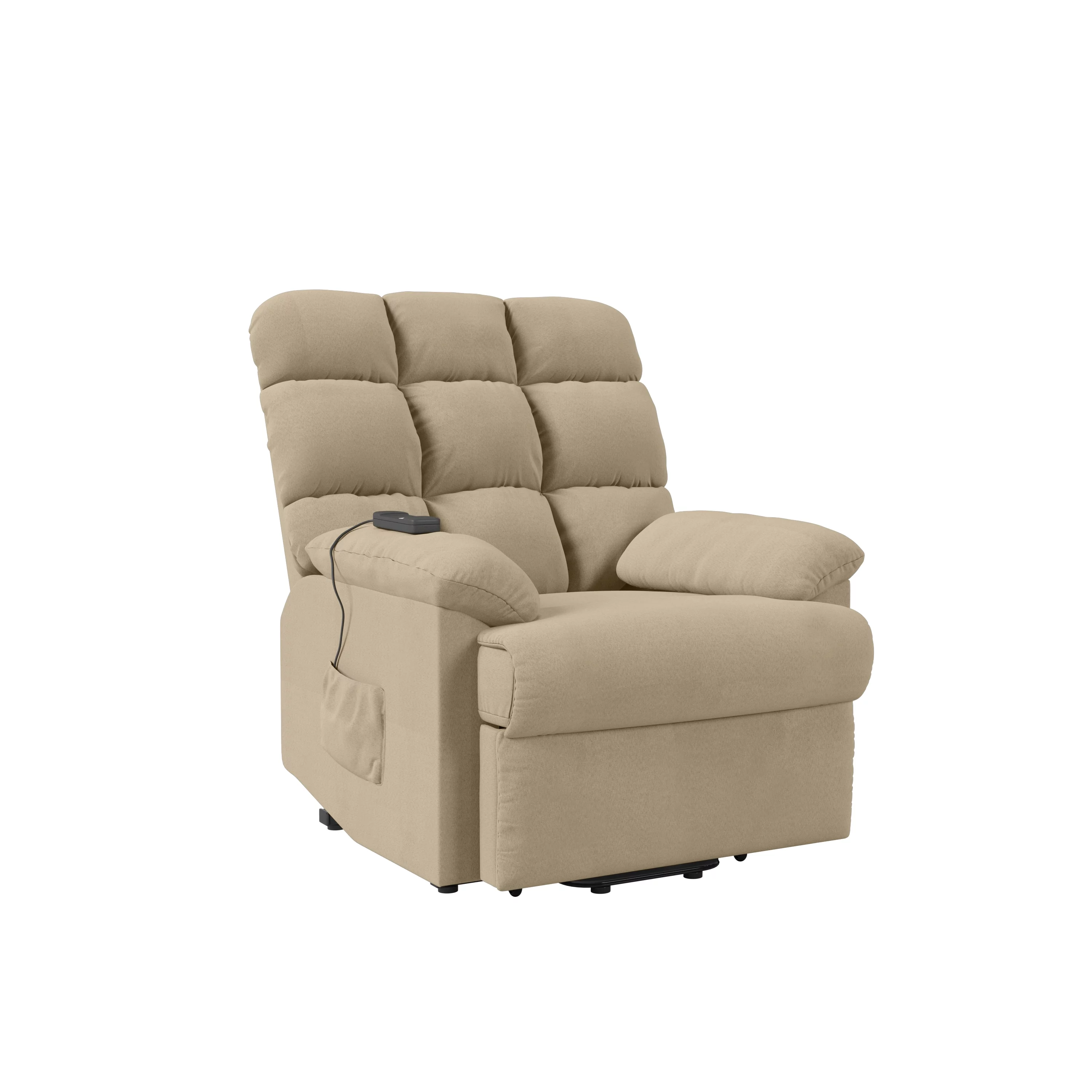 Homesvale Microfiber Khaki Wall Hugger Recliner with Power Lift