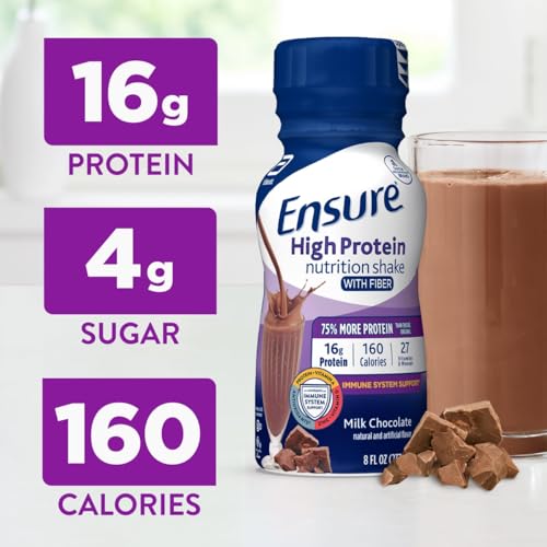 Ensure High Protein Vanilla Nutrition Shake with Fiber, Ready to Drink, 16g Protein and 27 Vitamins and Minerals, 8 fl oz, 24 Pack