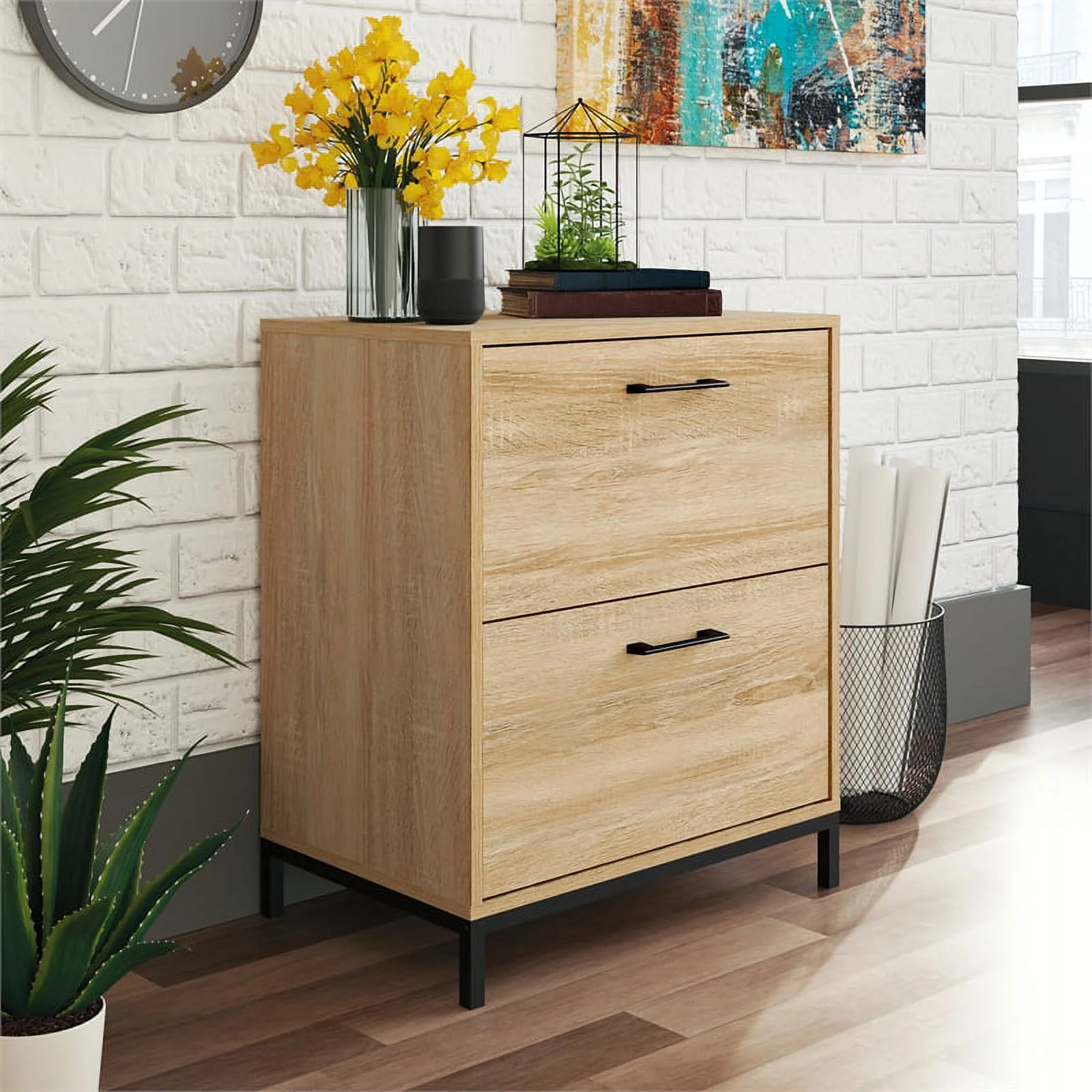Pemberly Row Traditional Engineered Wood Lateral File Cabinet in Charter Oak